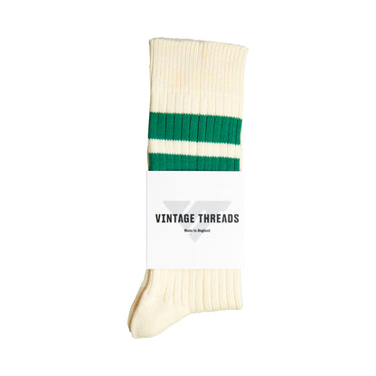 Vintage Threads Cream Cotton Stripe Socks