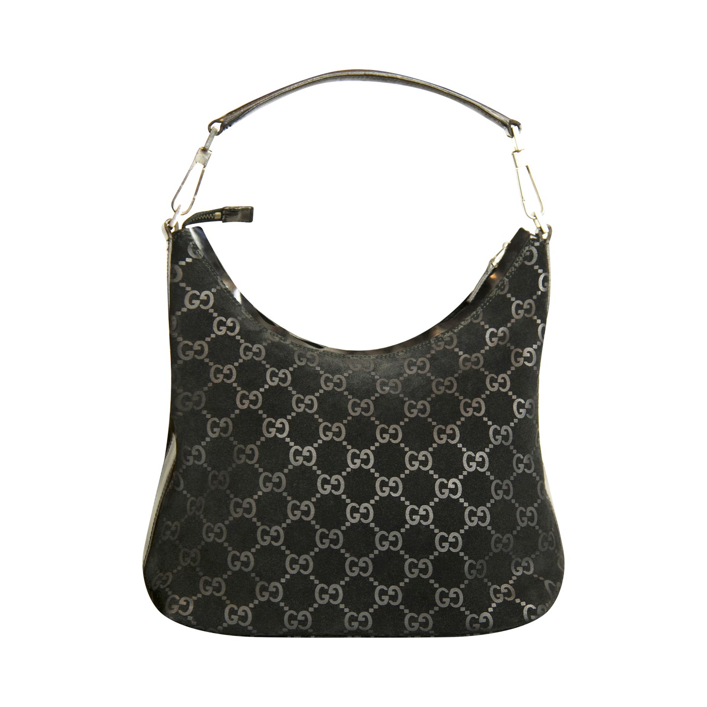 Gucci Suede Black Monogram Shoulder Bag