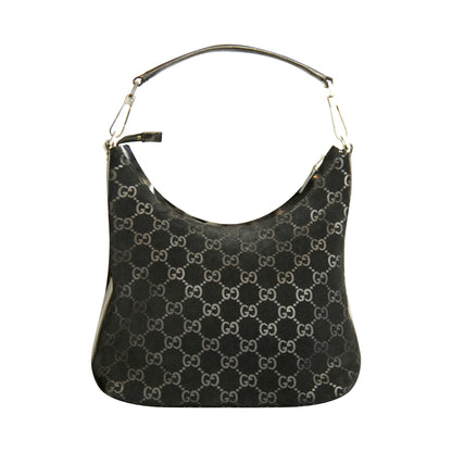 Gucci Suede Black Monogram Shoulder Bag