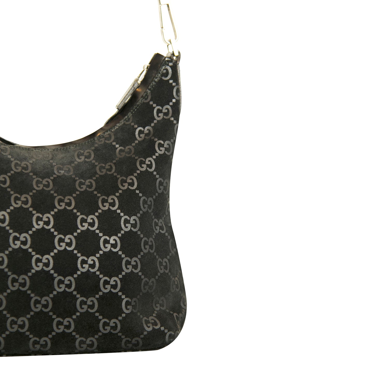 Gucci Suede Black Monogram Shoulder Bag