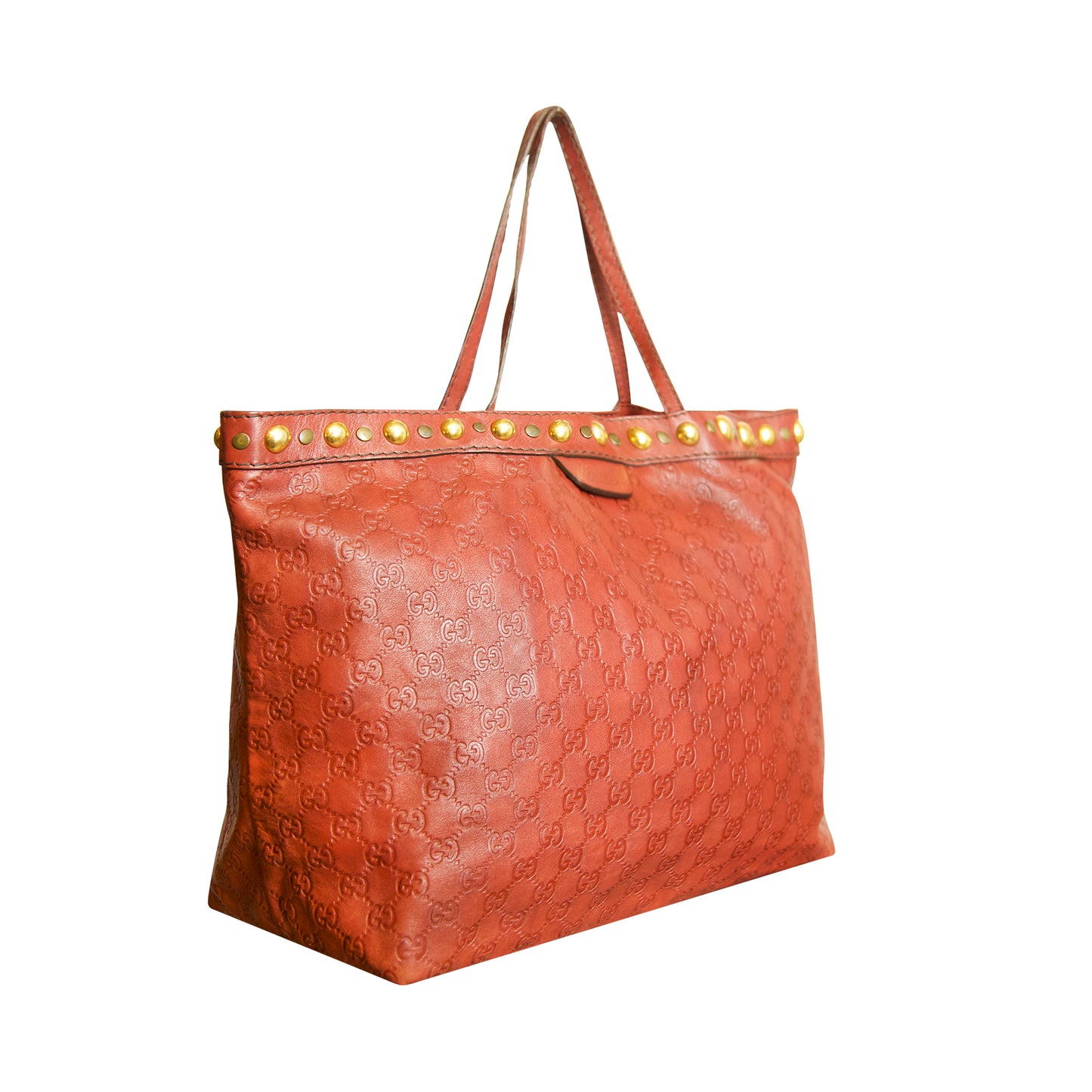 Gucci Guccissima Gold Hardware Detail Red Leather Tote Bag