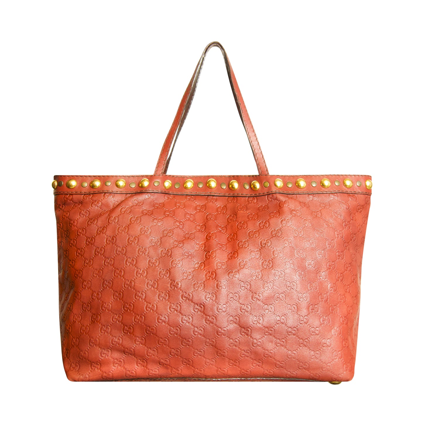 Gucci Guccissima Gold Hardware Detail Red Leather Tote Bag