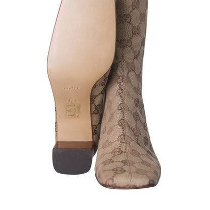 Gucci GG Monogram Canvas Leather Detailed Boots