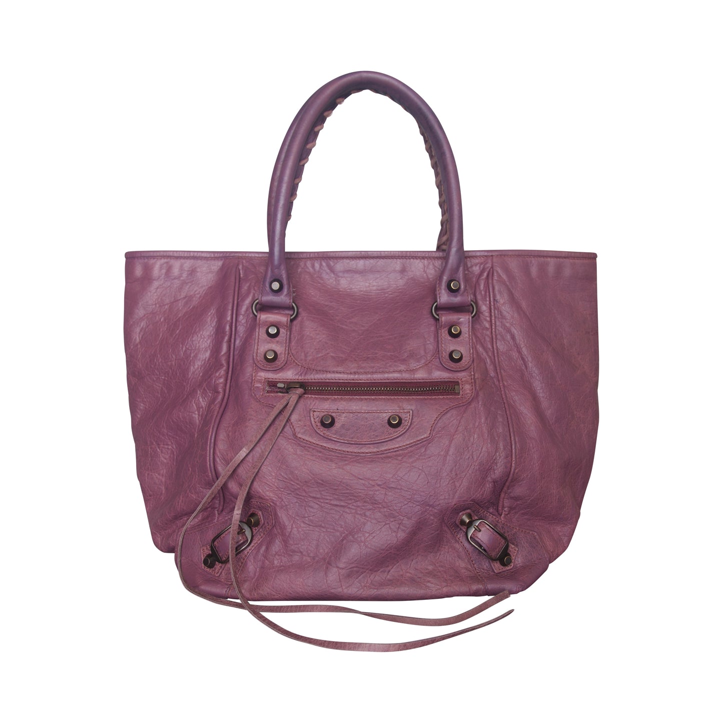Balenciaga Violet Leather Classic Weekender Handbag