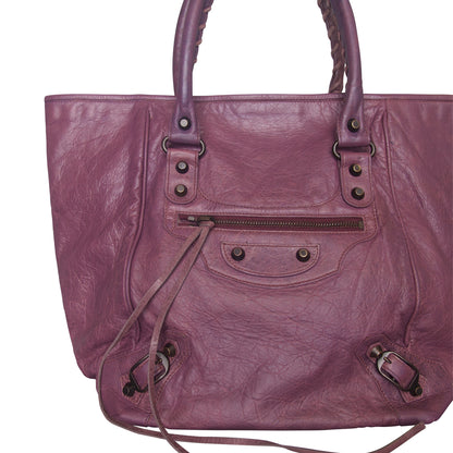 Balenciaga Violet Leather Classic Weekender Handbag