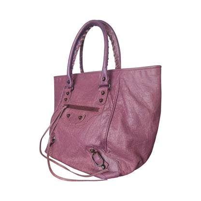 Balenciaga Violet Leather Classic Weekender Handbag