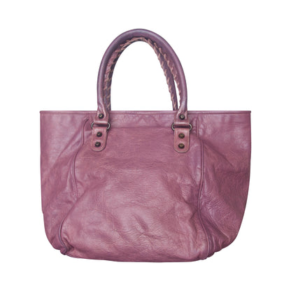 Balenciaga Violet Leather Classic Weekender Handbag
