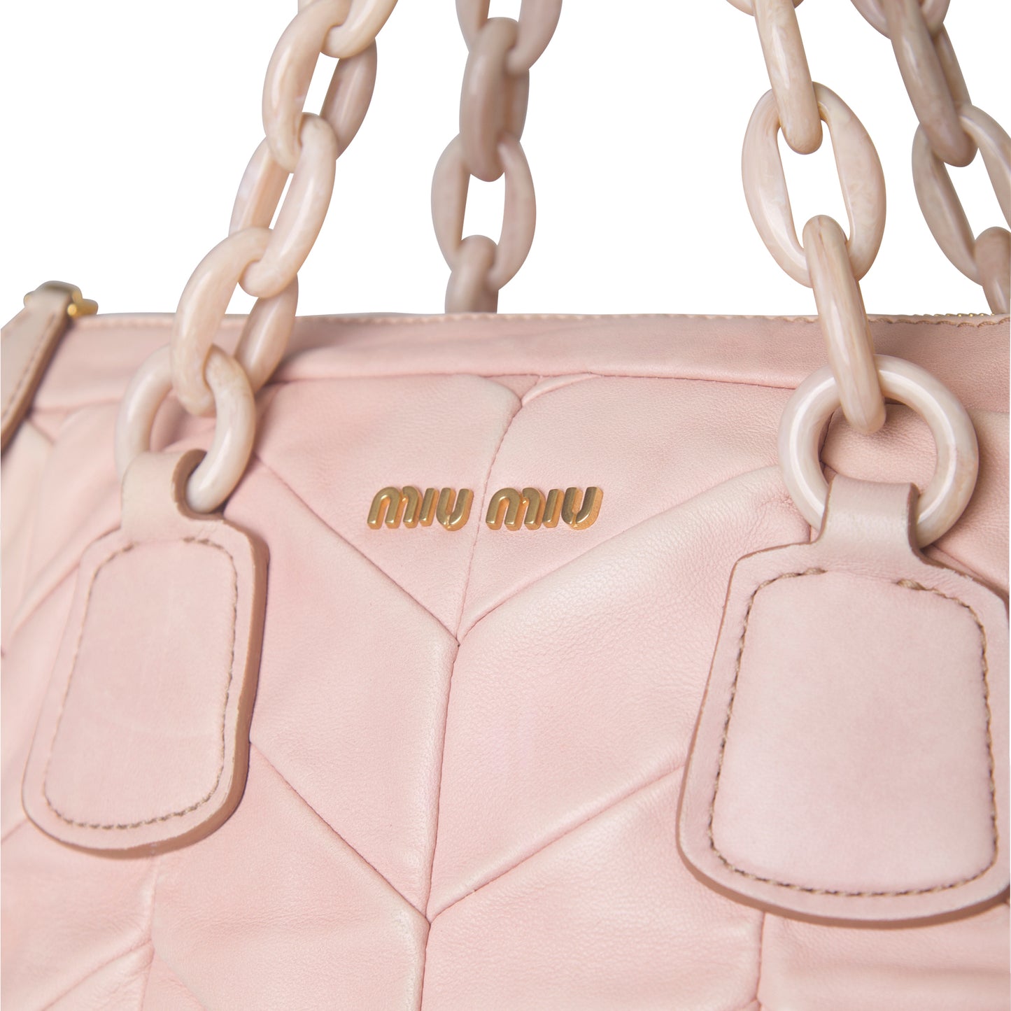 MiuMiu Metalasse Chainlink Strap Baby Pink Quilted Shoulder Bag