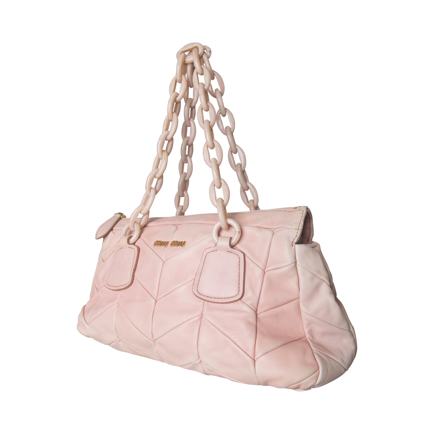 MiuMiu Metalasse Chainlink Strap Baby Pink Quilted Shoulder Bag