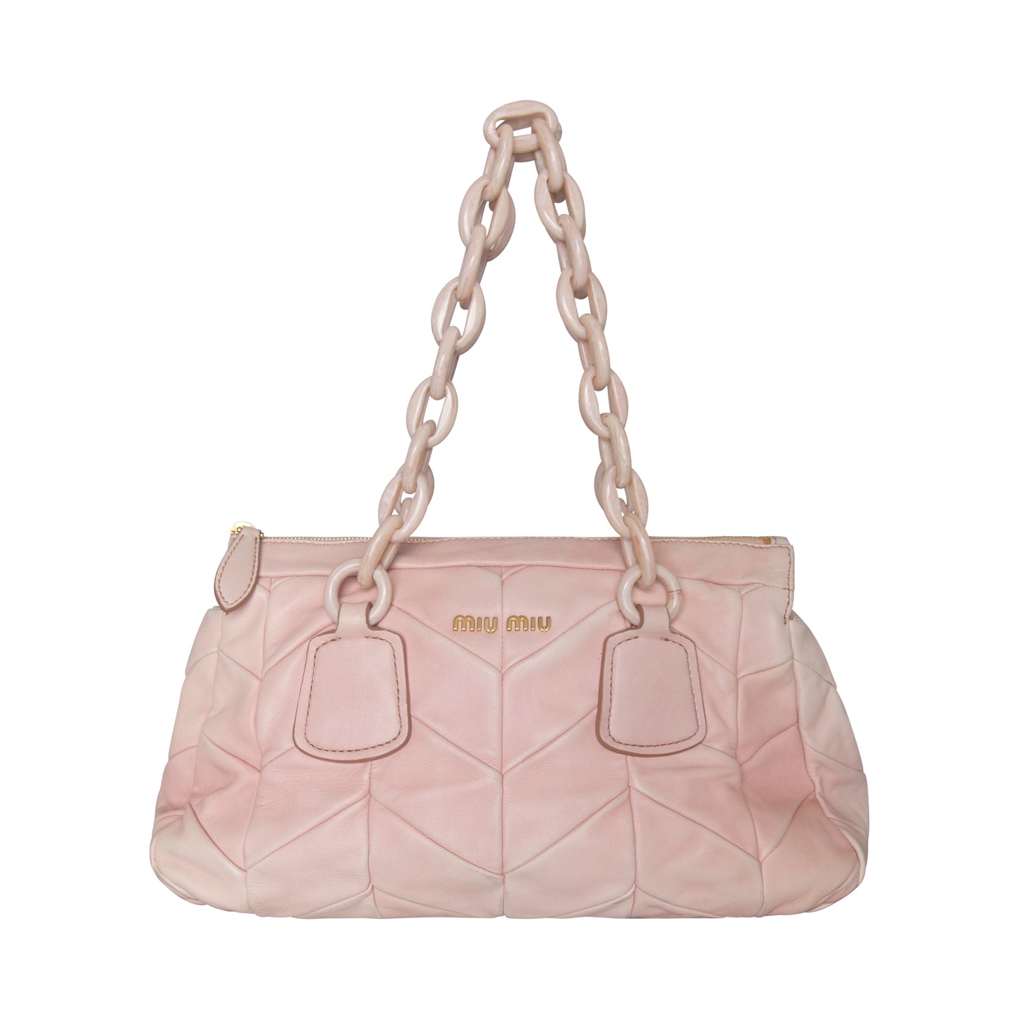 MiuMiu Metalasse Chainlink Strap Baby Pink Quilted Shoulder Bag