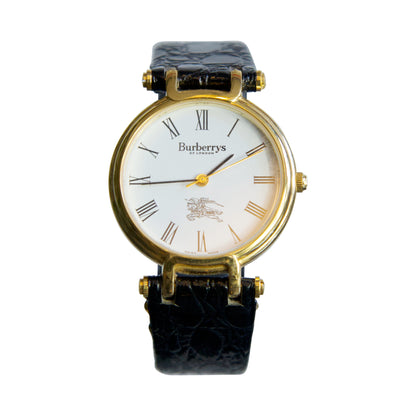 Burberry Gold Plated Leather Strap Watch 3200
