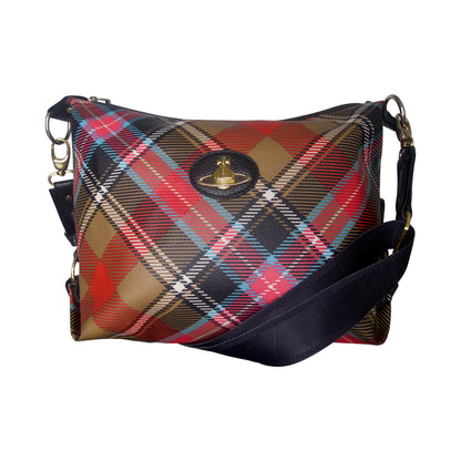 Vivienne Westwood Leather Tartan Bruce of Kinnaird Print Orb Plaque Shoulder Bag