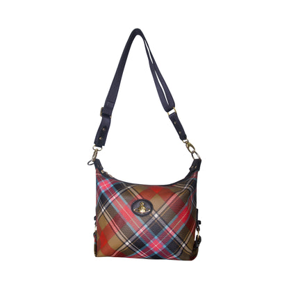Vivienne Westwood Leather Tartan Bruce of Kinnaird Print Orb Plaque Shoulder Bag