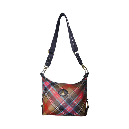 Vivienne Westwood Leather Tartan Bruce of Kinnaird Print Orb Plaque Shoulder Bag