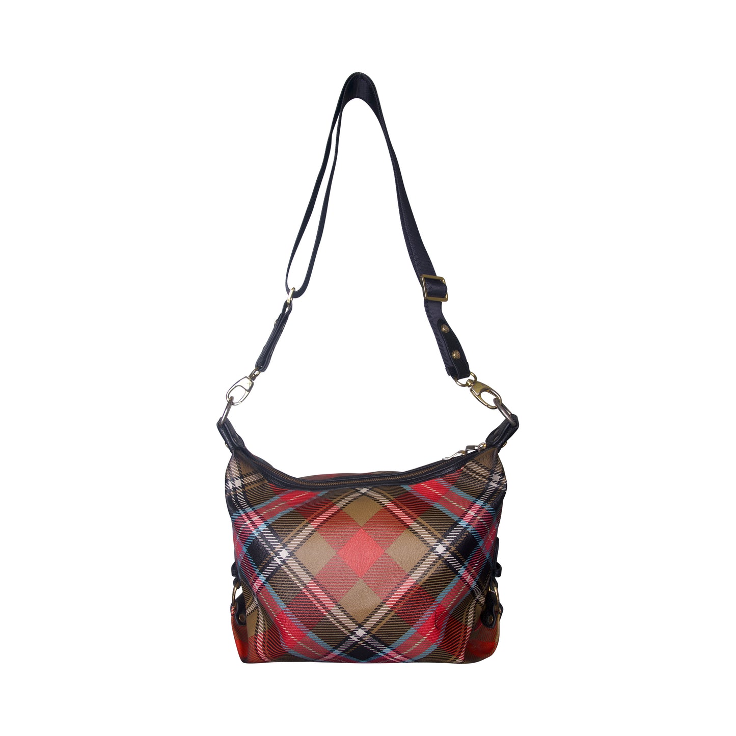 Vivienne Westwood Leather Tartan Bruce of Kinnaird Print Orb Plaque Shoulder Bag