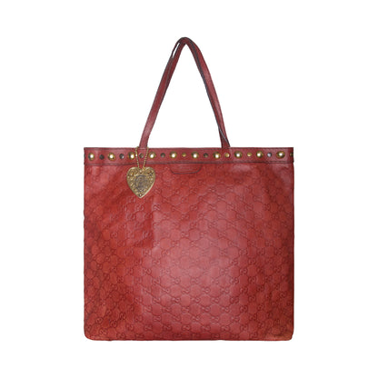 Gucci Burgundy Guccissima Babouska Hardware Embellished Leather Tote Bag