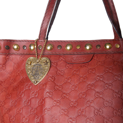 Gucci Burgundy Guccissima Babouska Hardware Embellished Leather Tote Bag