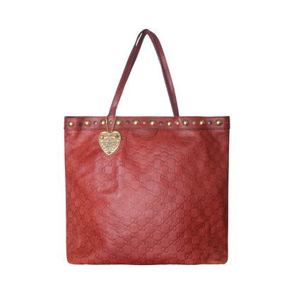 Gucci Burgundy Guccissima Babouska Hardware Embellished Leather Tote Bag