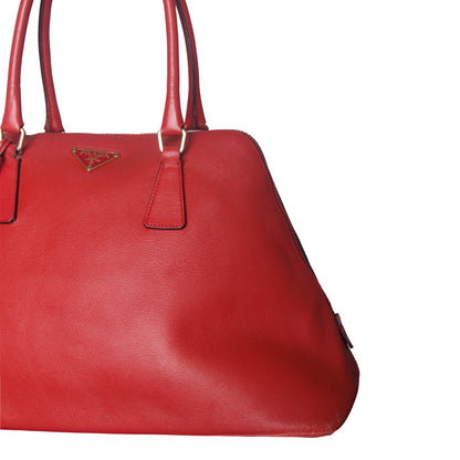 Prada Red Leather Promenade Saffiano Handbag