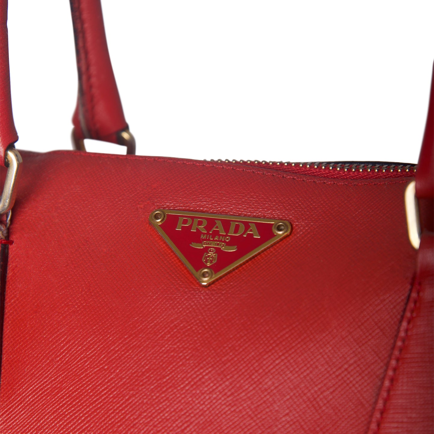 Prada Red Leather Promenade Saffiano Handbag
