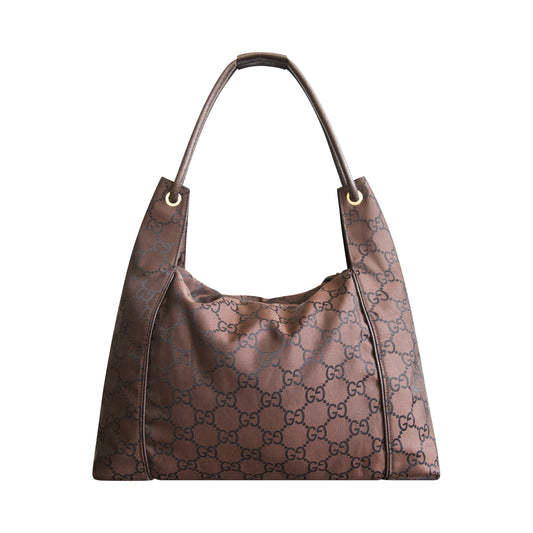 Gucci Brown Monogram Nylon Hobo Bag