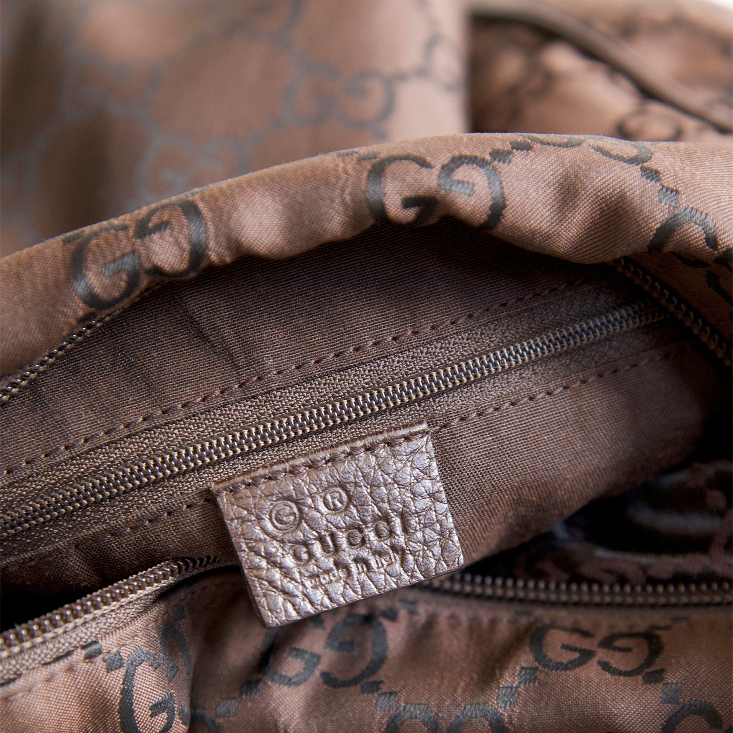 Gucci Brown Monogram Nylon Hobo Bag