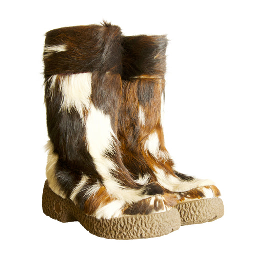 Pony Fur Fleece Lined Platform Ankle Boots