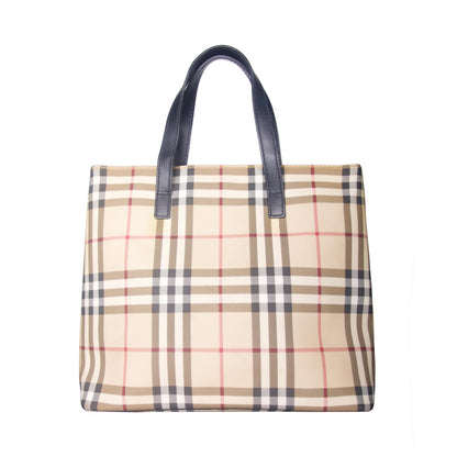 Burberry Beige Haymarket Coated Canvas Tote Bag