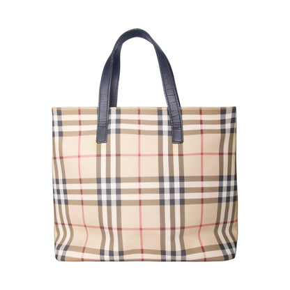 Burberry Beige Haymarket Coated Canvas Tote Bag