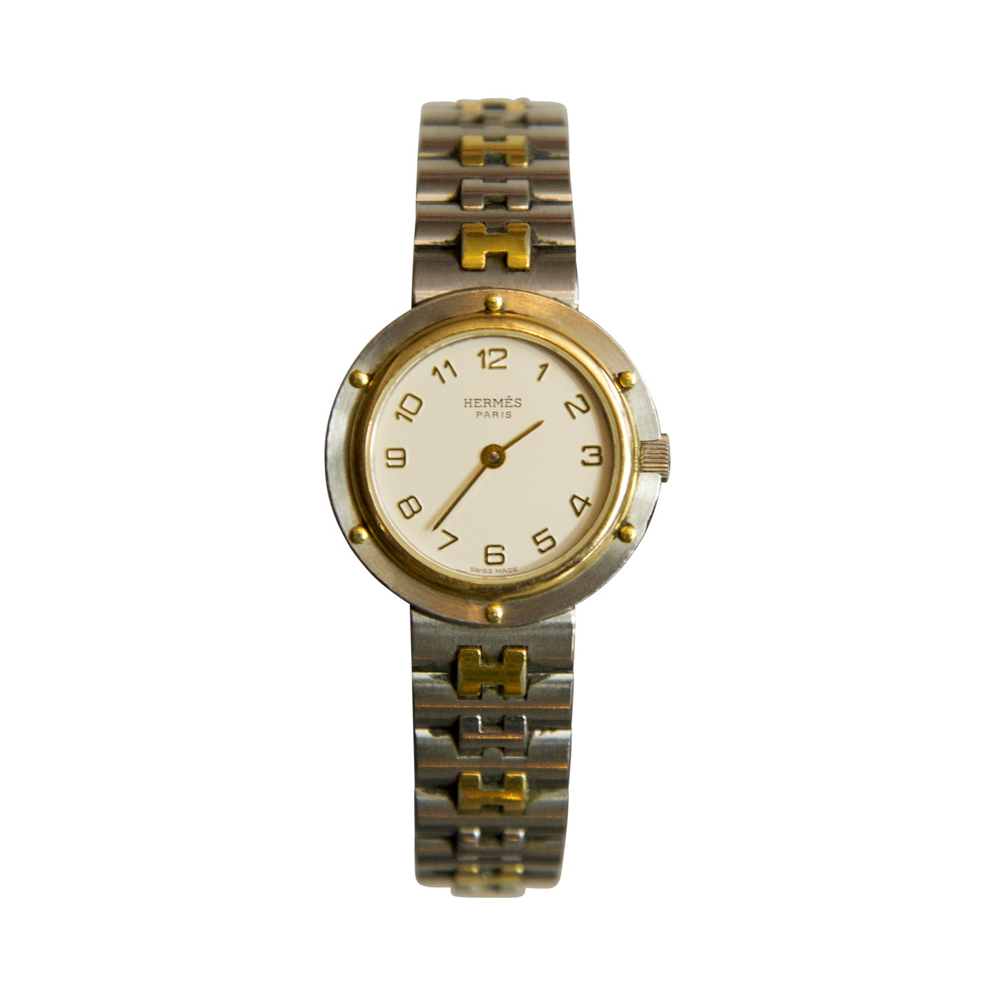 Hermes Clipper Olympia Gold Plated Finish Ivory Face Watch
