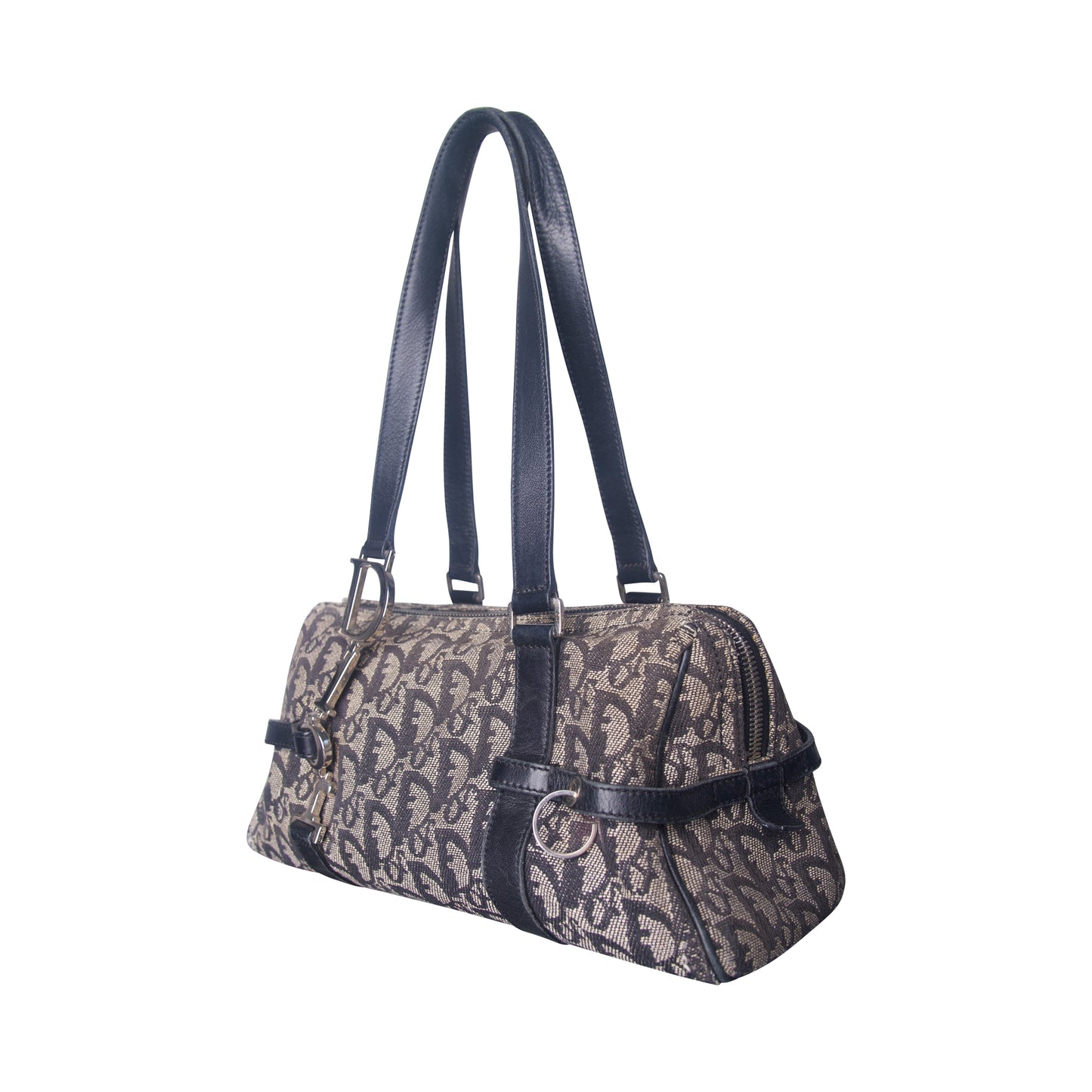2000s Christian Dior Monogram Spellout Strap Trotter Mini Bowling Bag