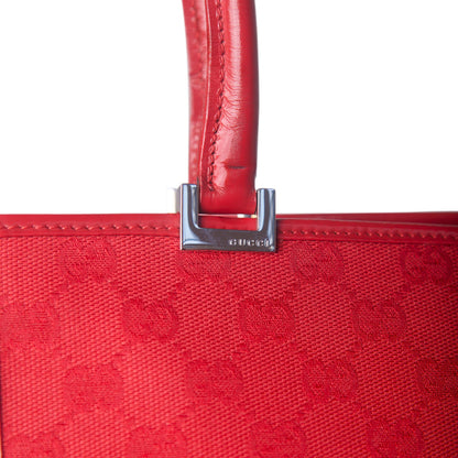 2000s Gucci Jackie GG Cherry Red Canvas Tote Bag