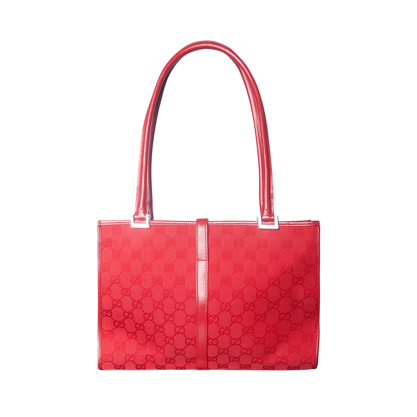 2000s Gucci Jackie GG Cherry Red Canvas Tote Bag