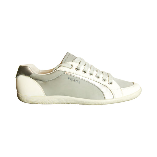 Prada White Patent Leather America's Cup Low Top Trainers