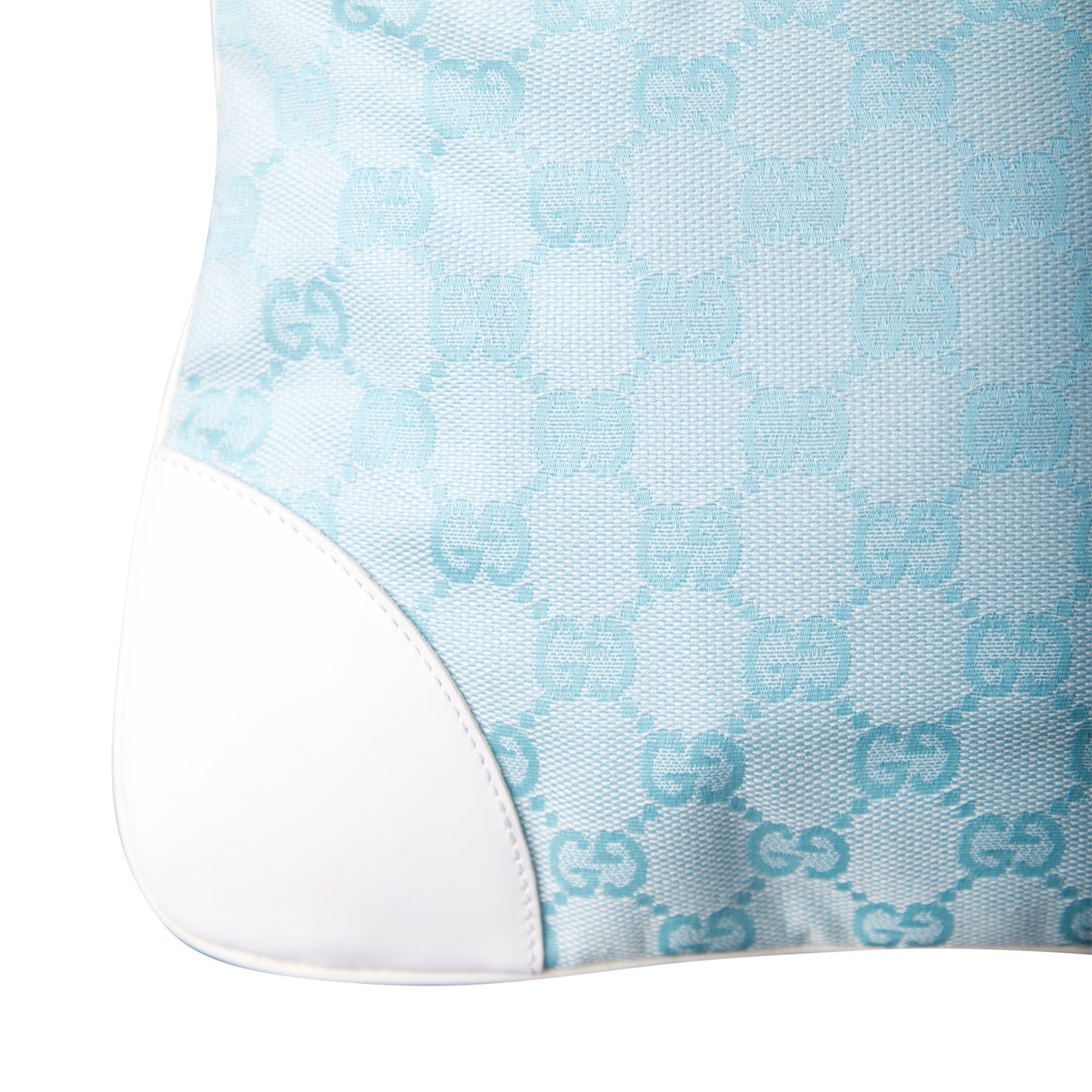 2000s Gucci Pale Blue GG Monogram White Leather Strap Jackie Bag