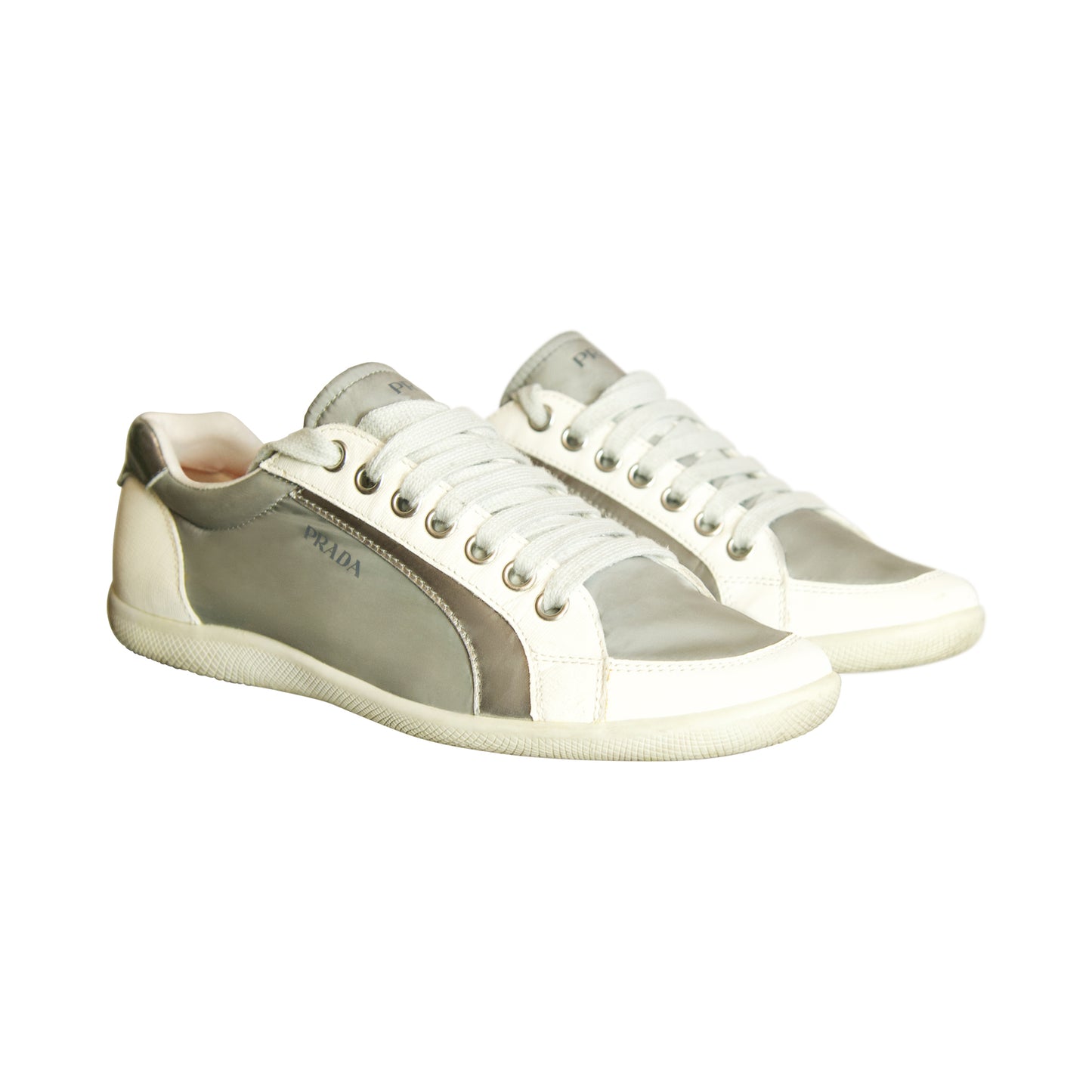 Prada White Patent Leather America's Cup Low Top Trainers