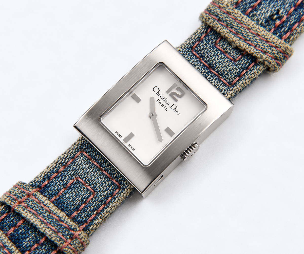 Christian Dior D78-109 Mother Of Pearl Dial Blue Denim Strap Watch(579-CHR-L). LWM864
