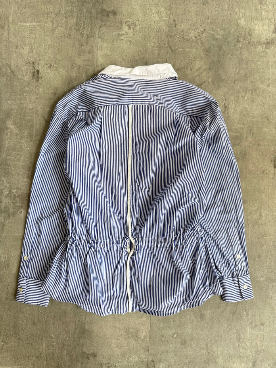 Sacai Drawstring Hickory Stripe Cotton Shirt SC: 5782