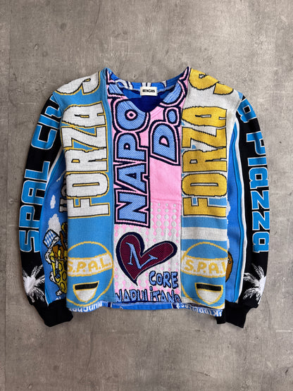 VT Rework: Football Scarf Patchwork Reworked Knitted Sweater