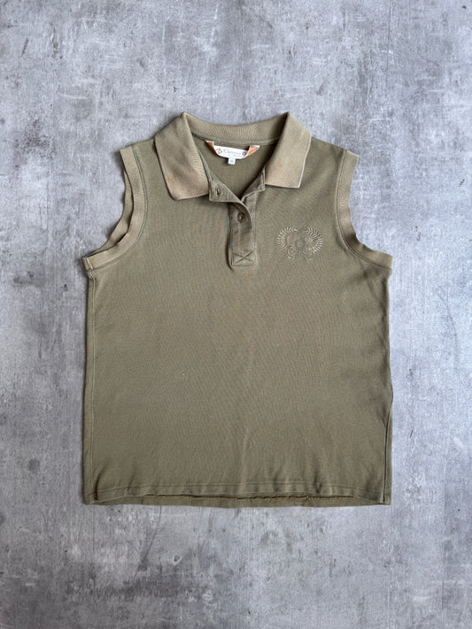 1980s Christian Dior Olive Sleeveless Polo Shirt