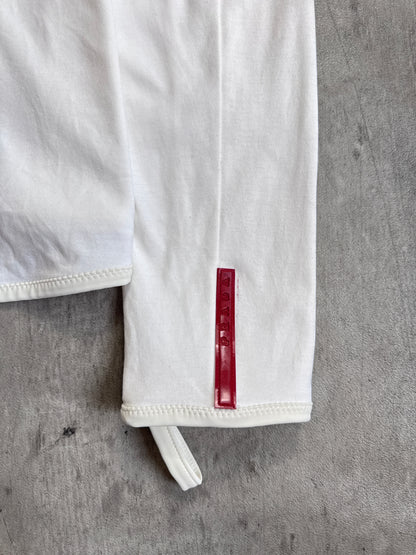 Prada Lightweight White Cotton Quarter Zip Sweater