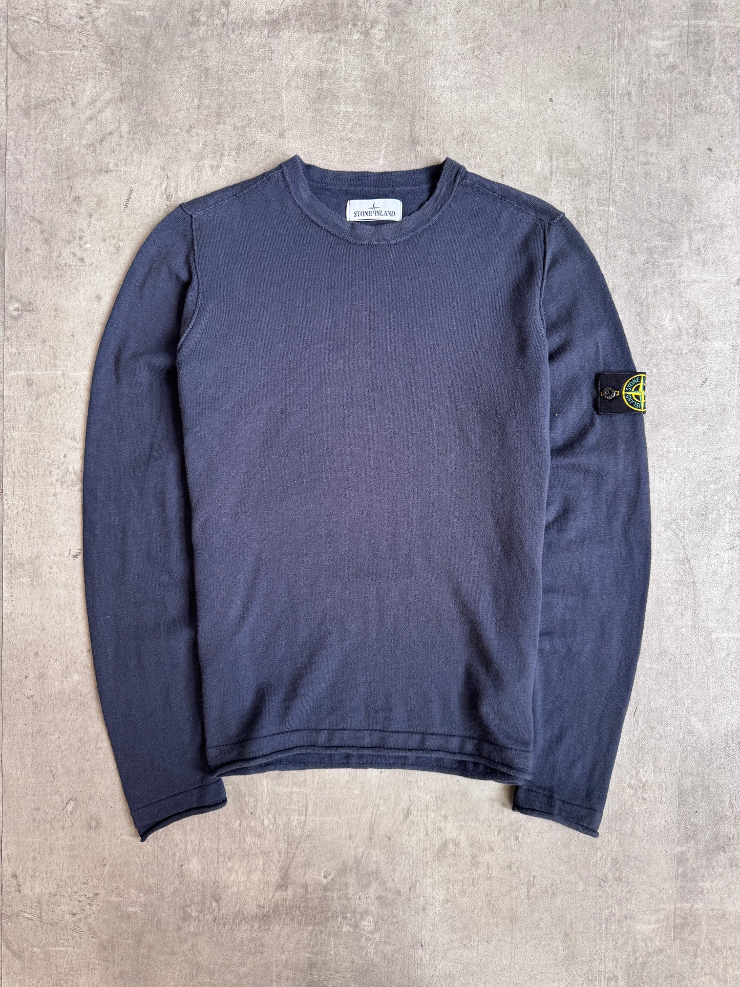 S/S 2022 Stone Island Washed Navy Lightweight Knit Sweater
