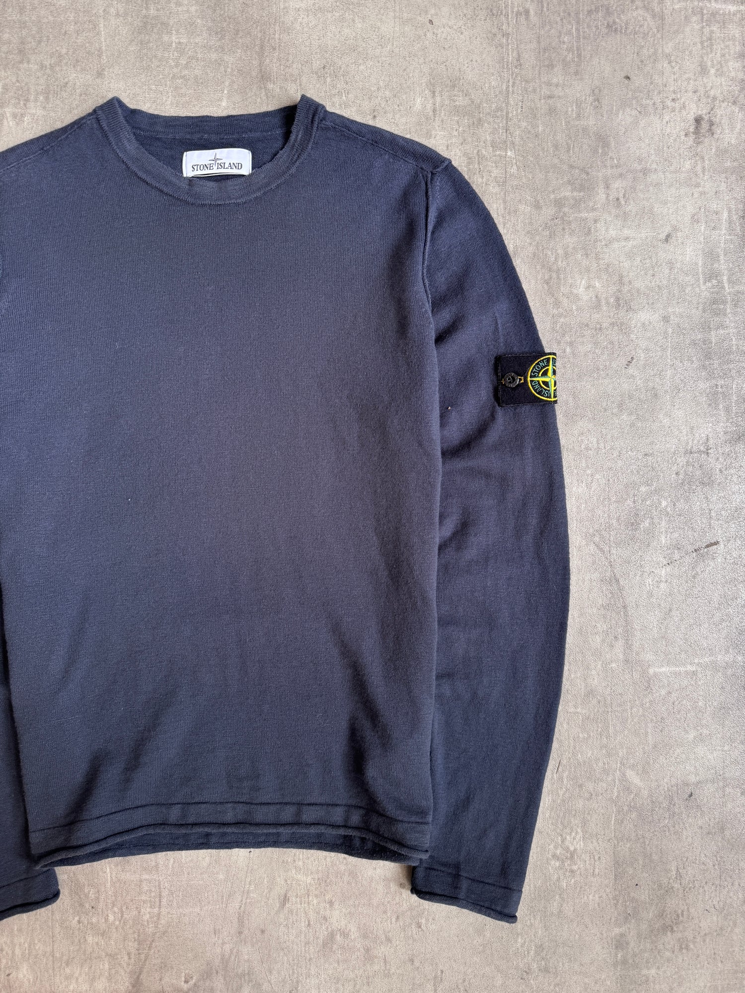 S/S 2022 Stone Island Washed Navy Lightweight Knit Sweater