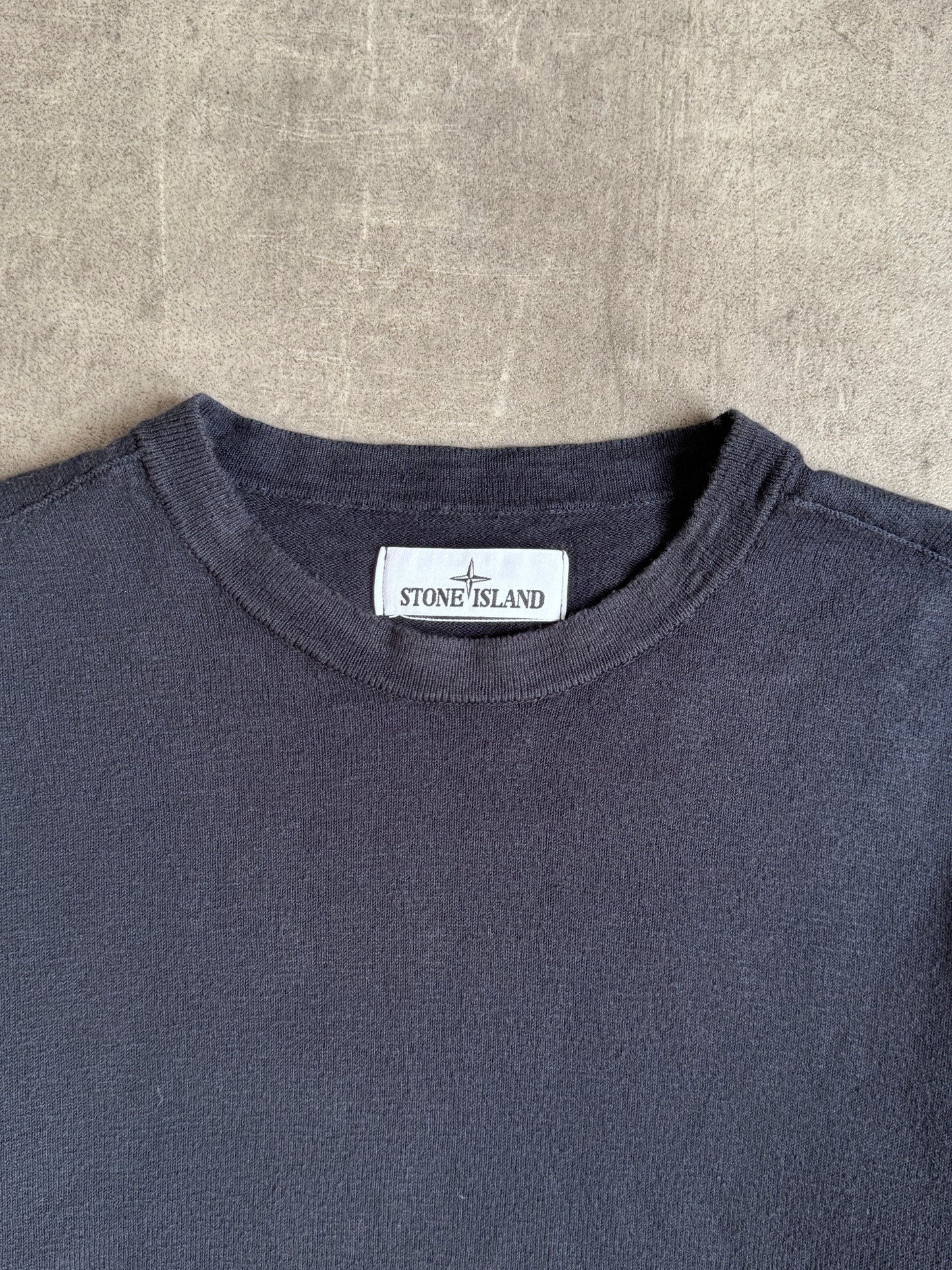 S/S 2022 Stone Island Washed Navy Lightweight Knit Sweater