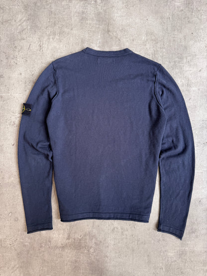 S/S 2022 Stone Island Washed Navy Lightweight Knit Sweater