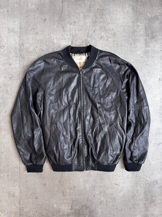 Burberry Nova Lined Lambs Leather Bomber Jacket