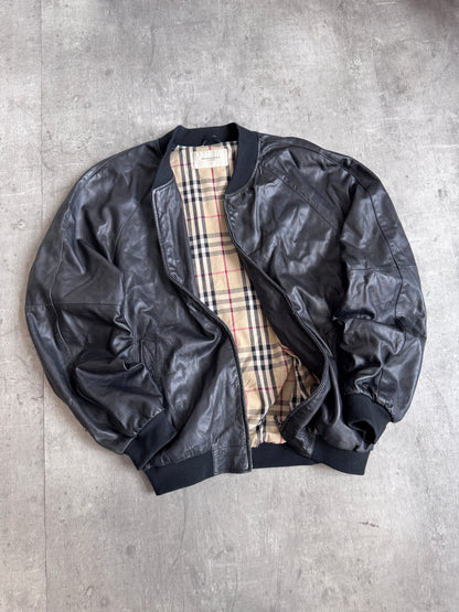 Burberry Nova Lined Lambs Leather Bomber Jacket
