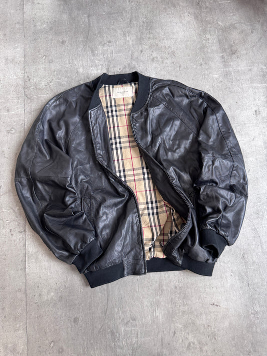 Burberry Nova Lined Lambs Leather Bomber Jacket