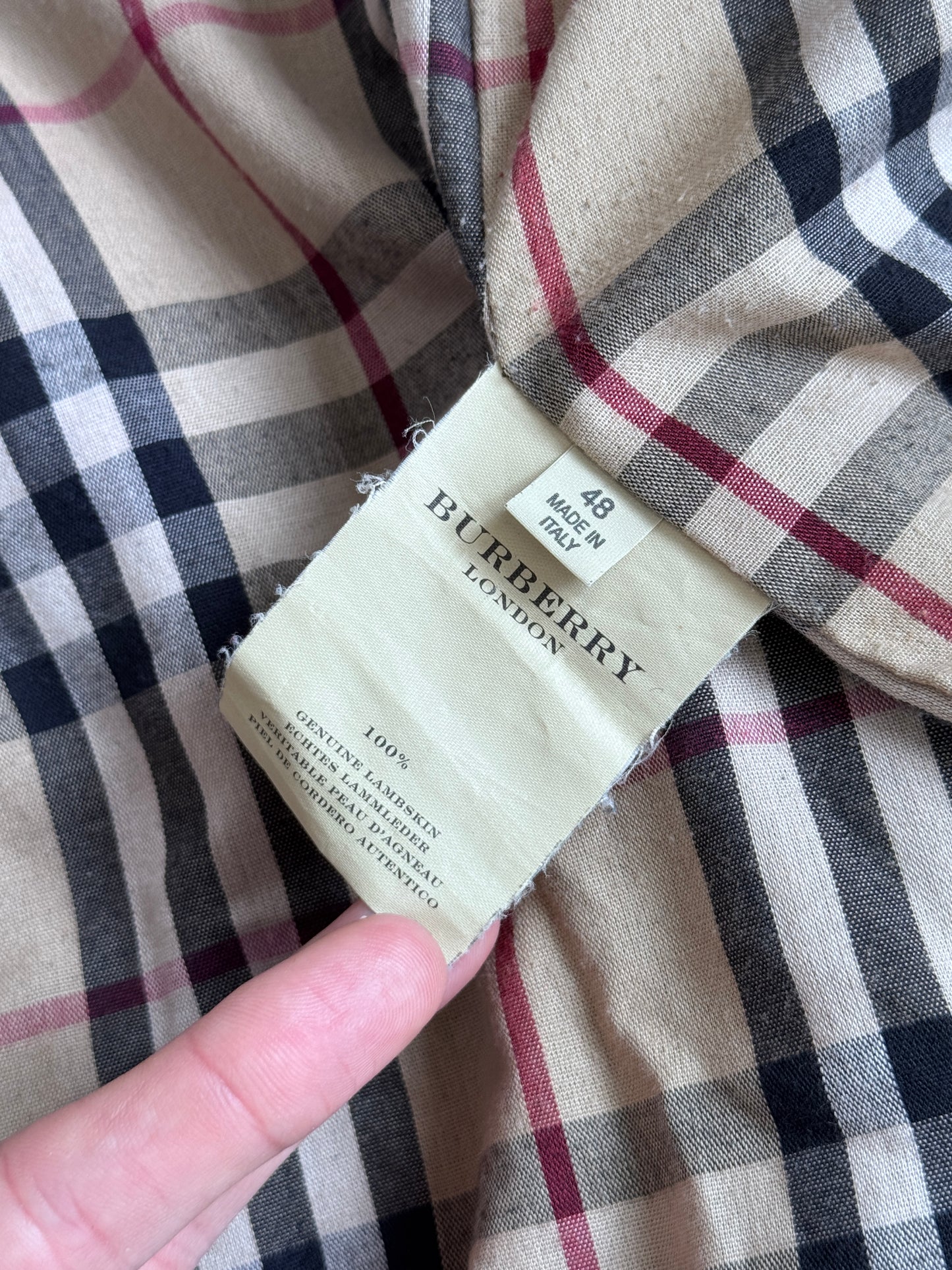 Burberry Nova Lined Lambs Leather Bomber Jacket