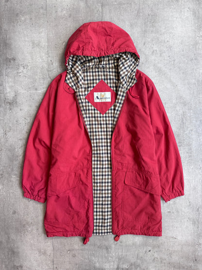 Aquascutum Check Red Hooded Parka Jacket